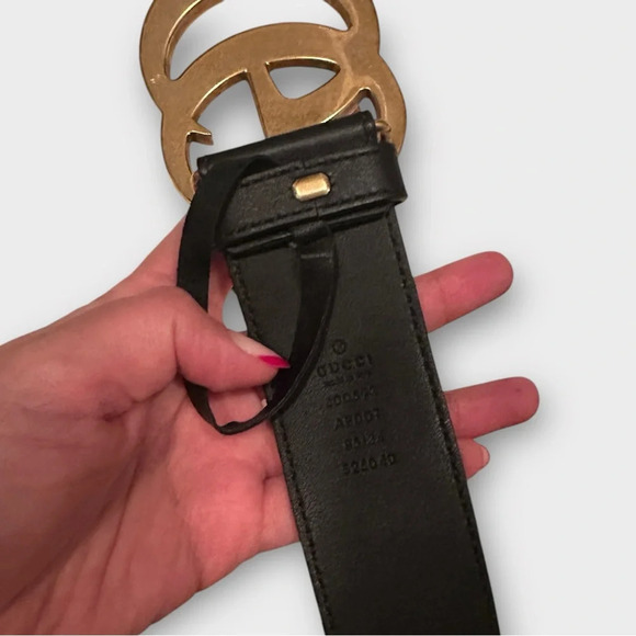 GUCCI | BLACK GG MARMONT LEATHER BELT | Size 83/34 main image 12